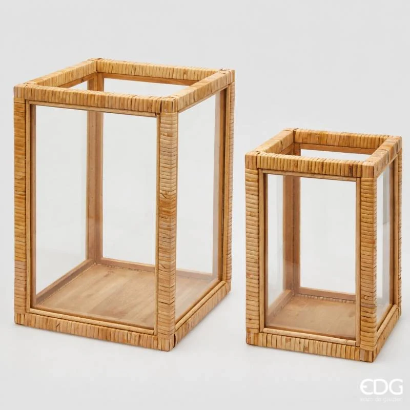 EDG Enzo De Gasperi Set 2 Portacandele in Bamboo Quadrate