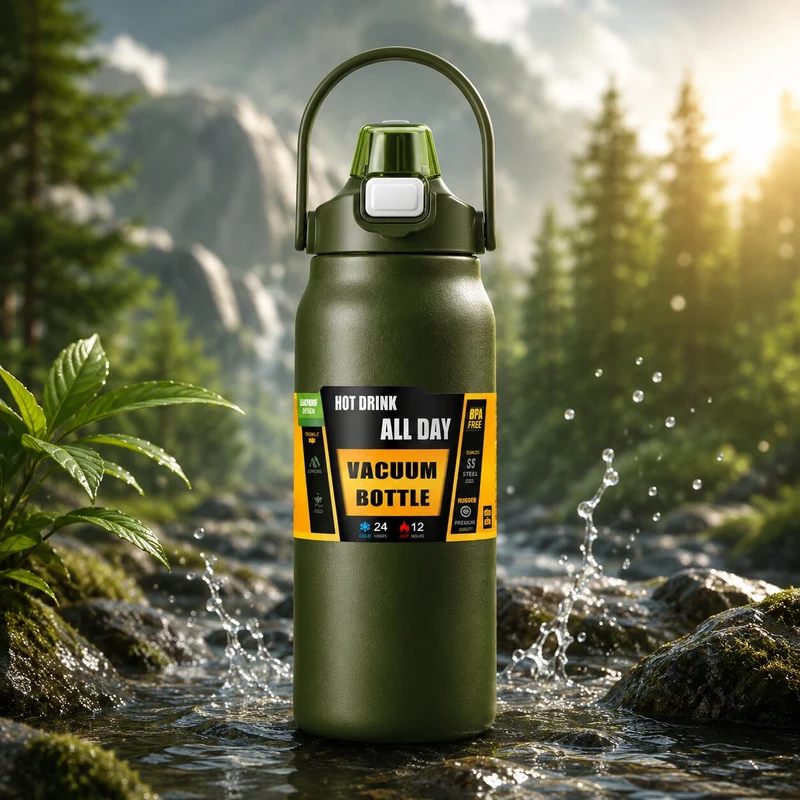 Isolierte Trinkflasche mit Strohhalm | Frostquell
