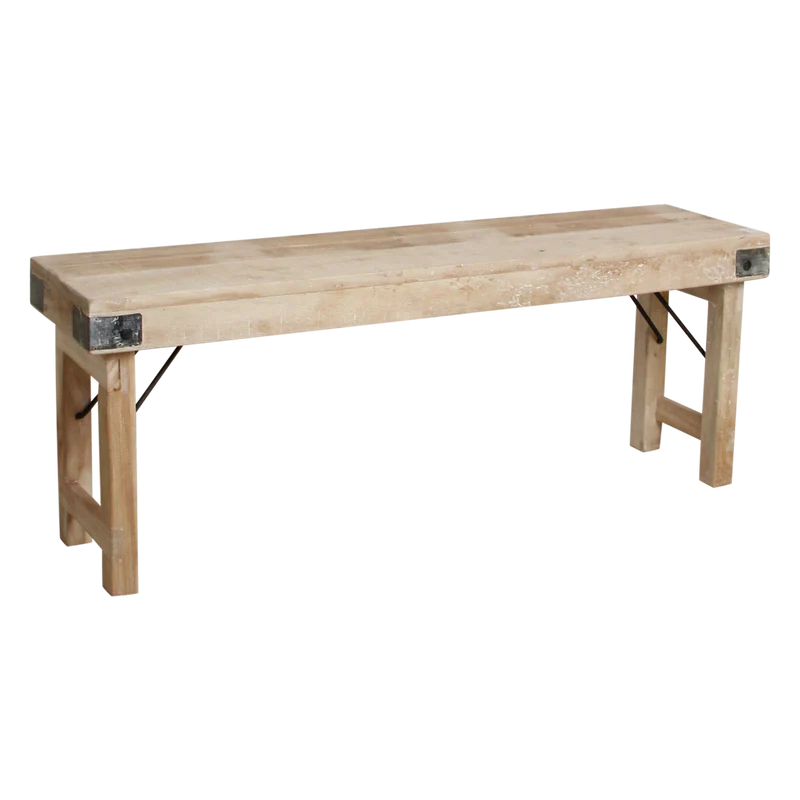 Limewash Folding Dining Bench – Rustic Seating, 120/160 cm