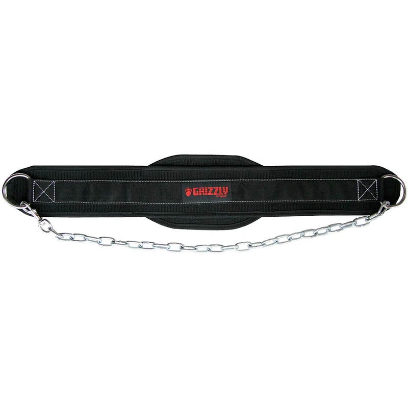 Grizzly Fitness Woven Nylon Pro Dip and Pull Up Belt with 36" Chain