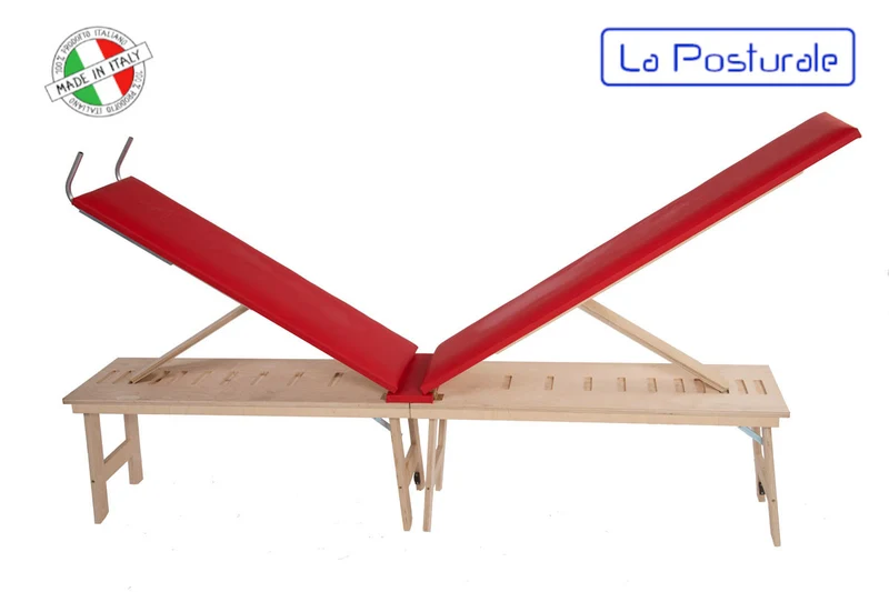 Panca in legno La Posturale standard con gambe colore rosso