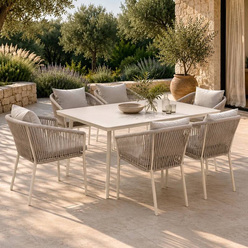 EDG Enzo de Gasperi Set da Giardino Corde Tavolo con Sedie