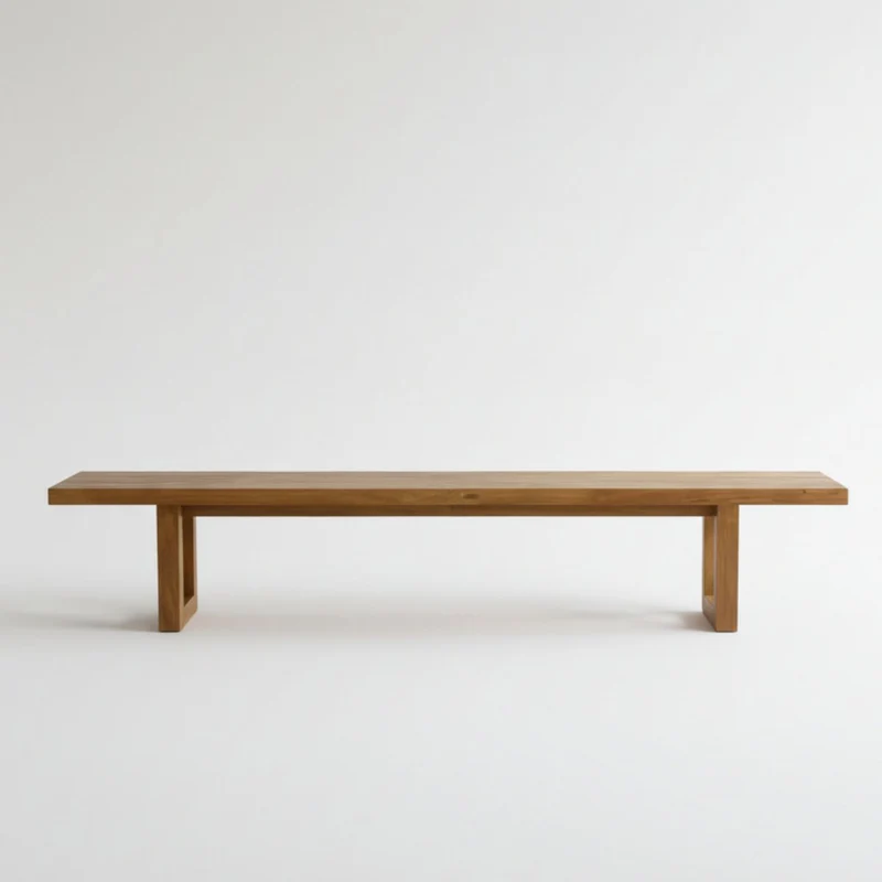 Natural Teak Wood Bench with Square Foot – 280cm