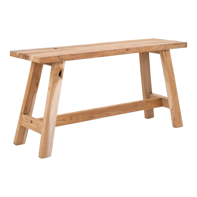Natural Teak Bench - Rustic Wooden Seating, 90cm