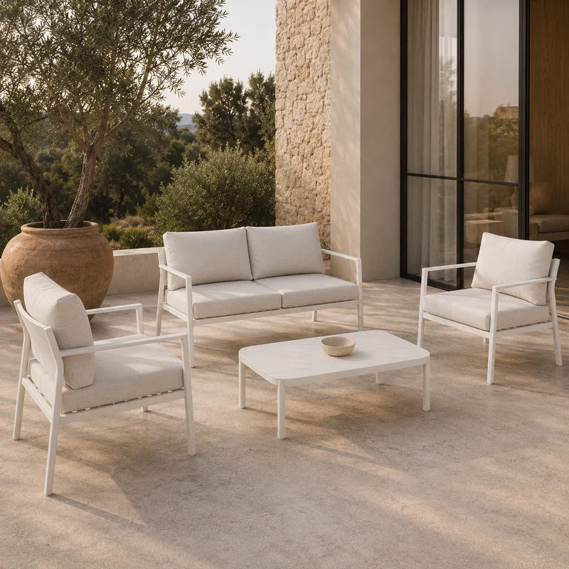 Andrea Bizzotto Salotto da Esterni Sirius Vapor in Alluminio Bianco