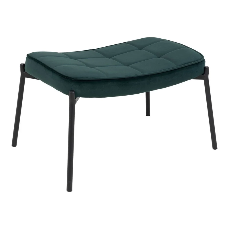 Velvet Footrest - Green Modern Ottoman, 61cm Wide