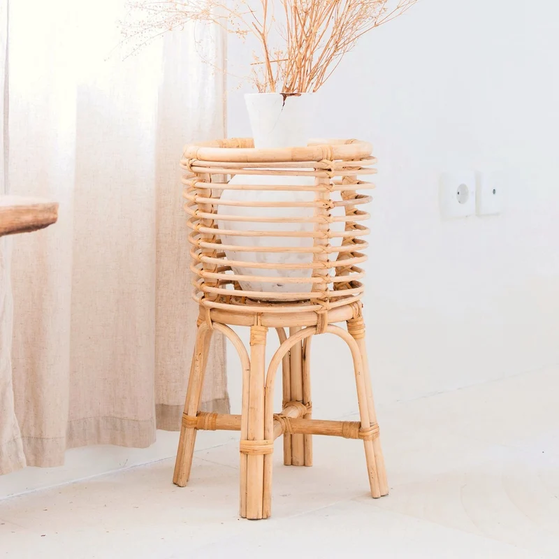 Rattan Plant Stand - Boho Planter Basket for 20cm Pots - AKARA