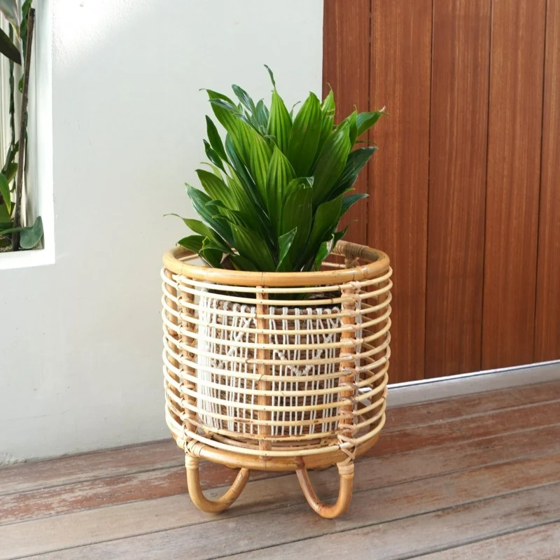 Rattan Plant Stand - Boho Flower Pot Holder