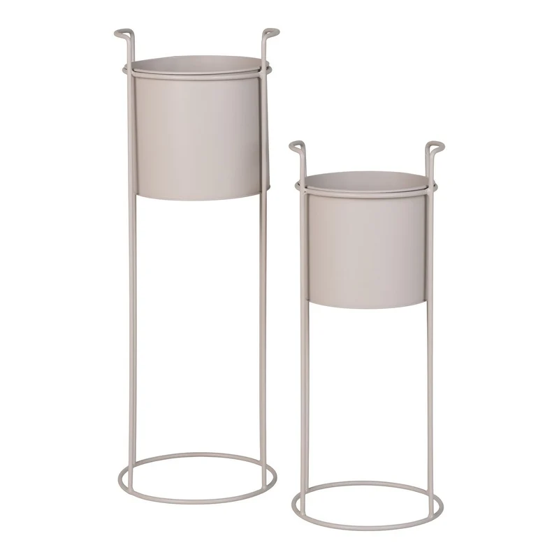 Steel Flower Stand Set – Modern Sand Finish, 50-65cm, Set of 2