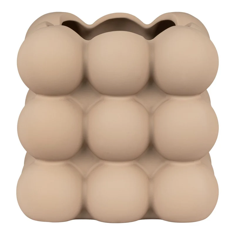 Ceramic Flowerpot - Brown, Modern Style, 13.5cm Square Planter