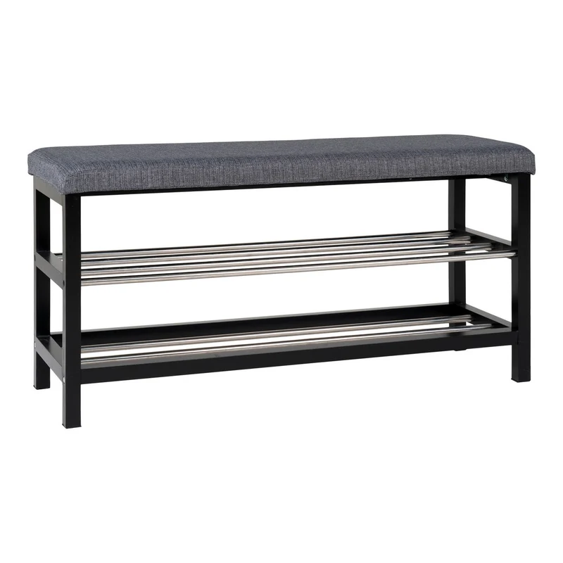 Poplar Storage Bench - Grey Polyester Cushion, 100cm
