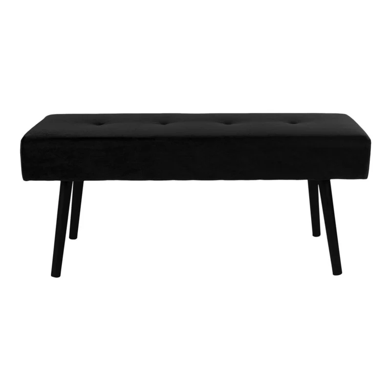 Black Velvet Bench - Modern Ottoman Footrest, 100cm
