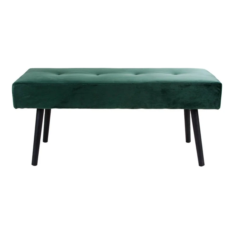 Velvet Bench with Steel Legs - Green Modern Bench, 100cm