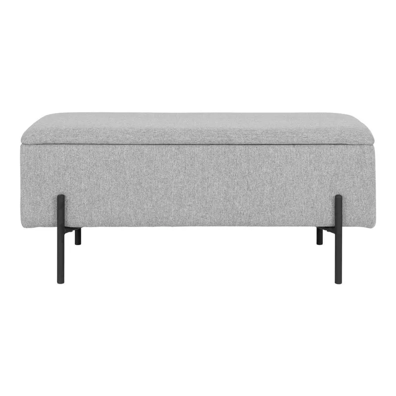 Light Grey Polyester Bench with Storage - 95cm Watford