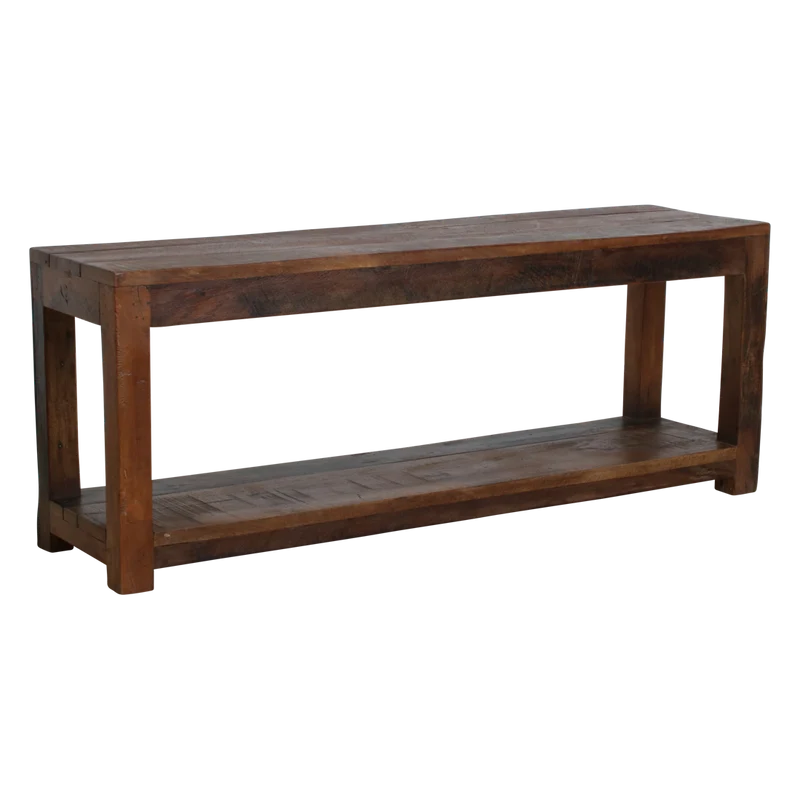 Recycled Wood Entryway Bench with Shoe Storage | Hall Bench
