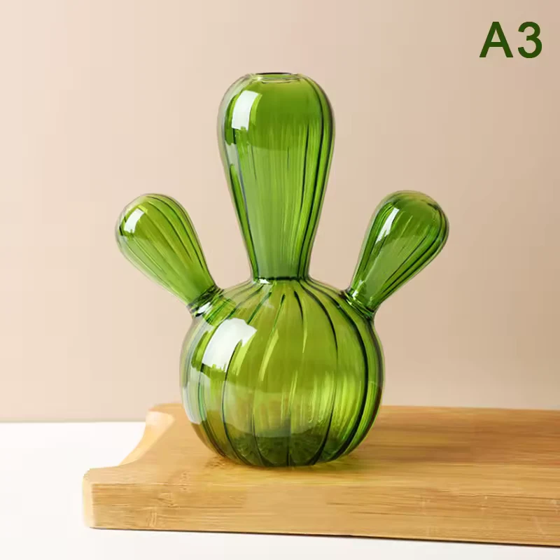 Glass Cactus Vase – Modern Minimalist Decor for Succulents & Plants