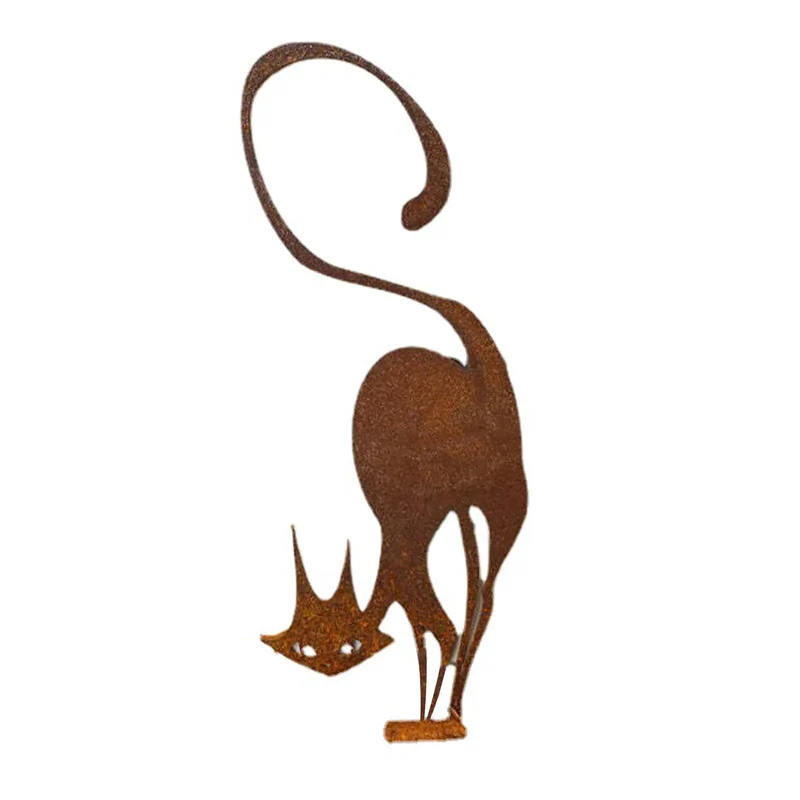 Iron Cat Garden Sculpture - Farmhouse Outdoor Decor