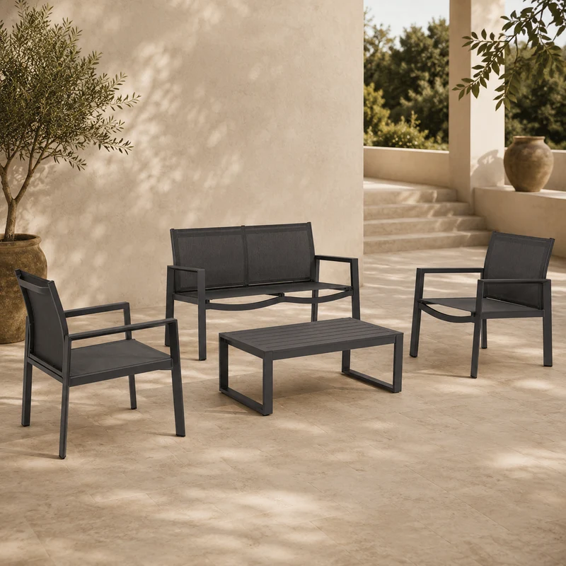 Andrea Bizzotto Set Salotto Esterno da Giardino Kallen in Alluminio Antracite