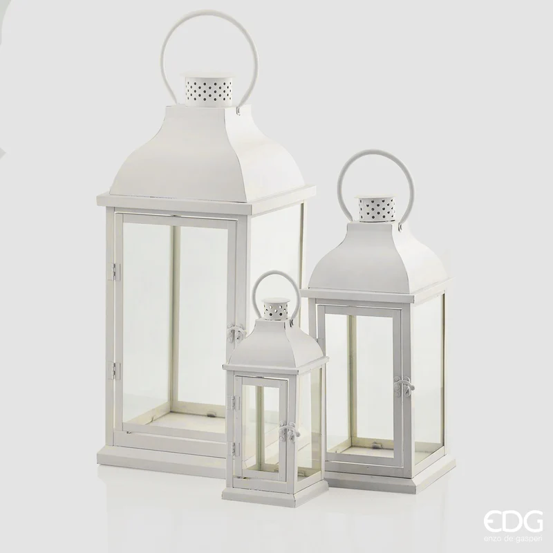 EDG Enzo De Gasperi Set 3 Lanterne Metal Bianco