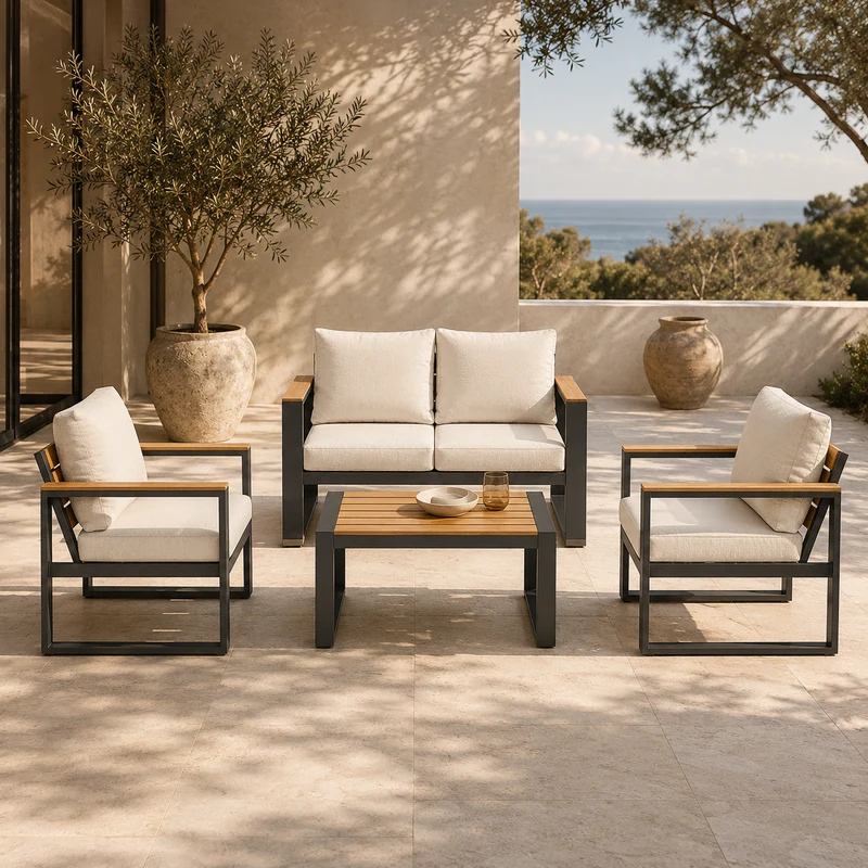 Andrea Bizzotto Set Salotto da Esterno Leandro Antracite e Polywood