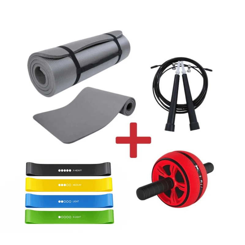 [KIT]Ruota Addominali+Corda da salto+Tappetino Fitness+Kit Fasce Elastiche