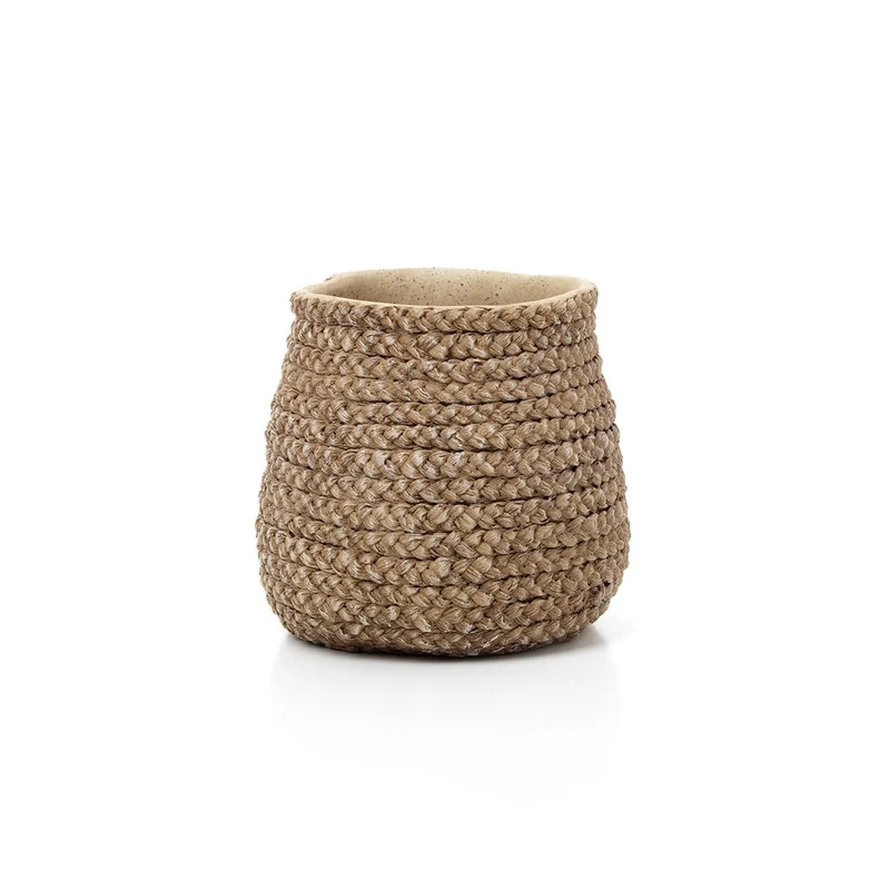 Concrete Planter - Medium Braided Texture, Natural Finish