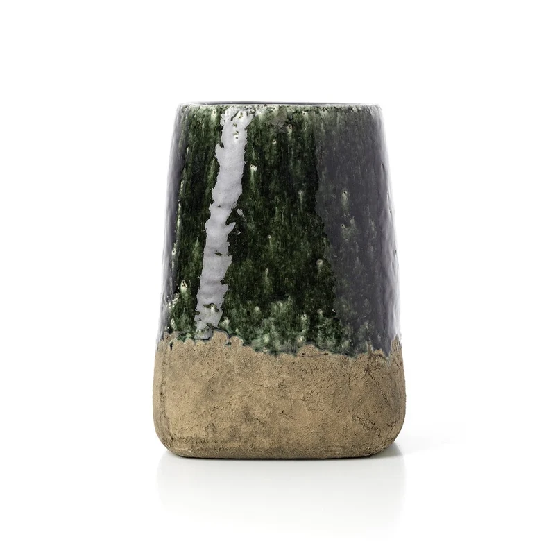 Concrete Planter - Green Conical Plant Pot, Large
