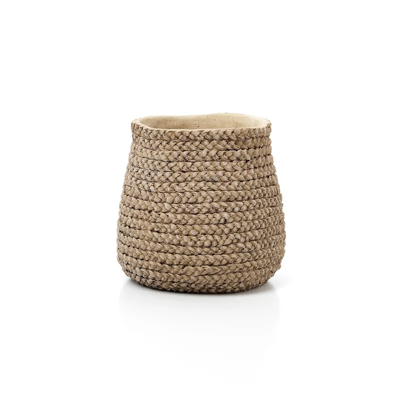 Concrete Braided Planter - Large Decorative Planter, Natural Finish