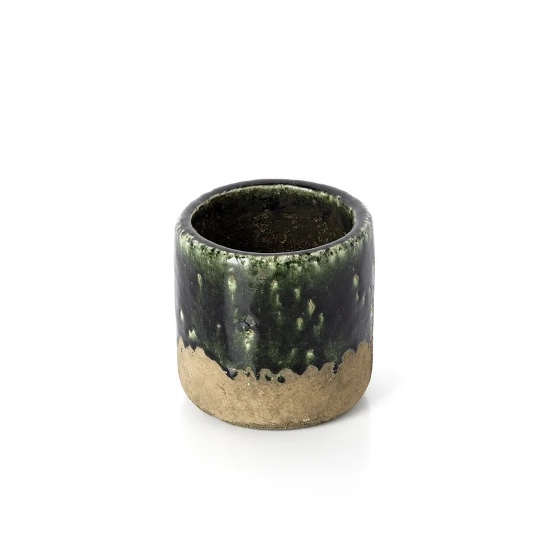 Concrete Planter - Small Green Moss Planter for Succulents & Herbs