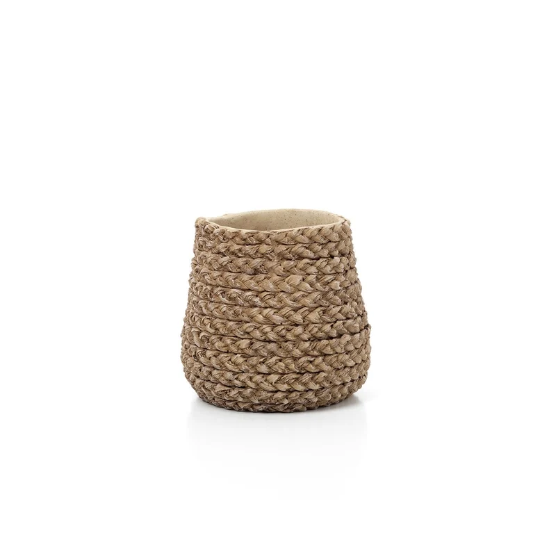 Concrete Planter - Small Braided Fake Planter - Natural Finish