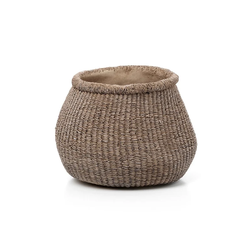 Concrete Planter - Large Brown Faux-Puff Style for Indoor/Outdoor Plants