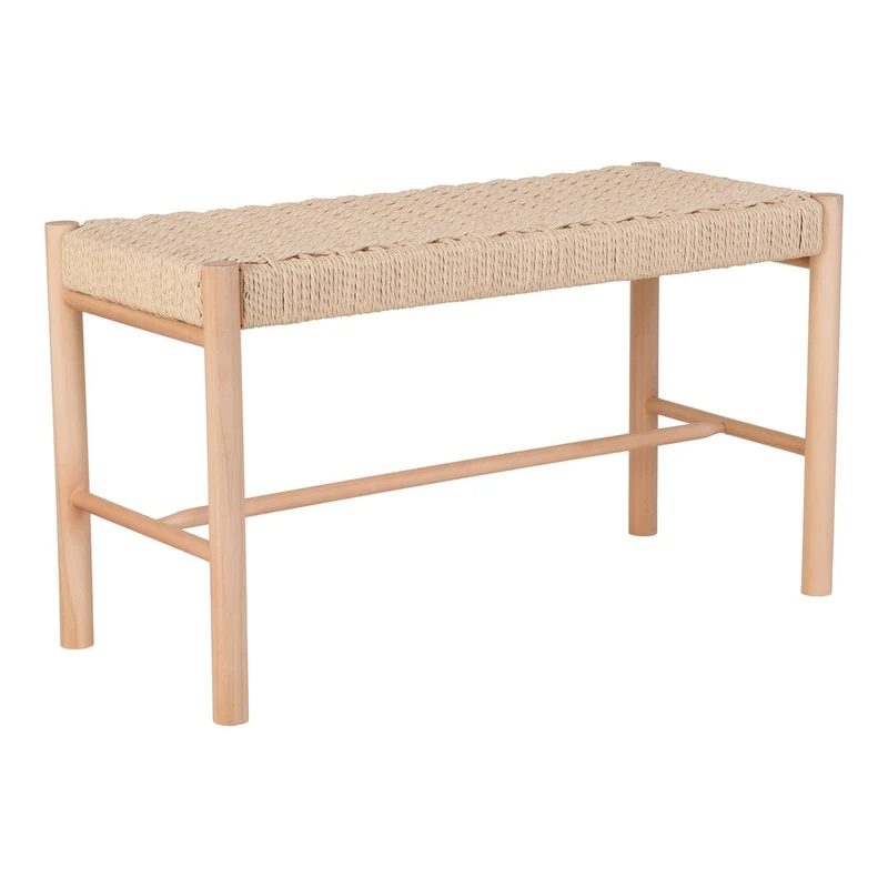 Paper Cord Bench - Natural Poplar Wood Seat, 35x80cm