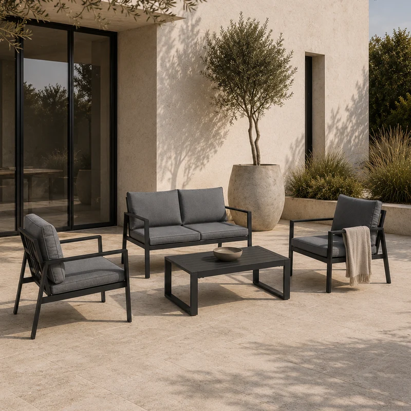 Andrea Bizzotto Set Salotto da Esterni 4 pezzi Hilde Antracite