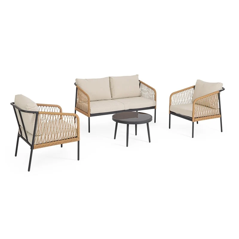 Andrea Bizzotto Set Salotto da Esterni 4 pezzi Felipe Naturale