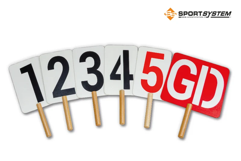 Nuovo set palette in legno per indicazione dei falli con paletta GD, secondo regolamento FIBA 2024 Art. S04273
