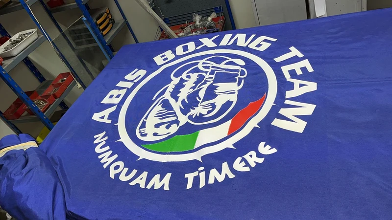 Telo per Ring Boxe in tessuto Canvas Mod. DRALON per copertura RING bordato costo al mq
