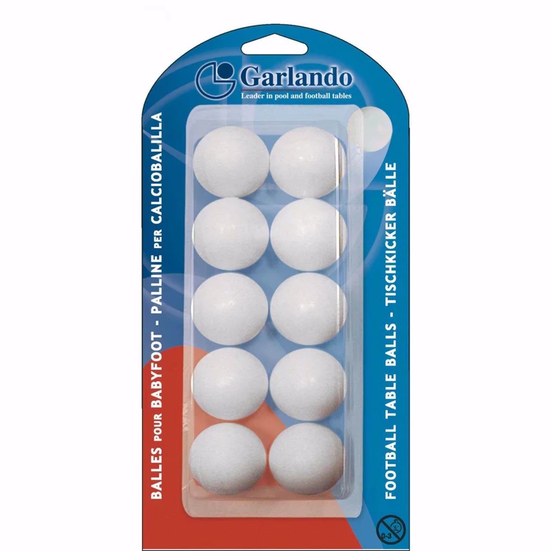 BLISTER DI 10 PALLINE BIANCHE STANDARD PER CALCIOBALILLA GARLANDO Cod. articolo: BLI-10PB.