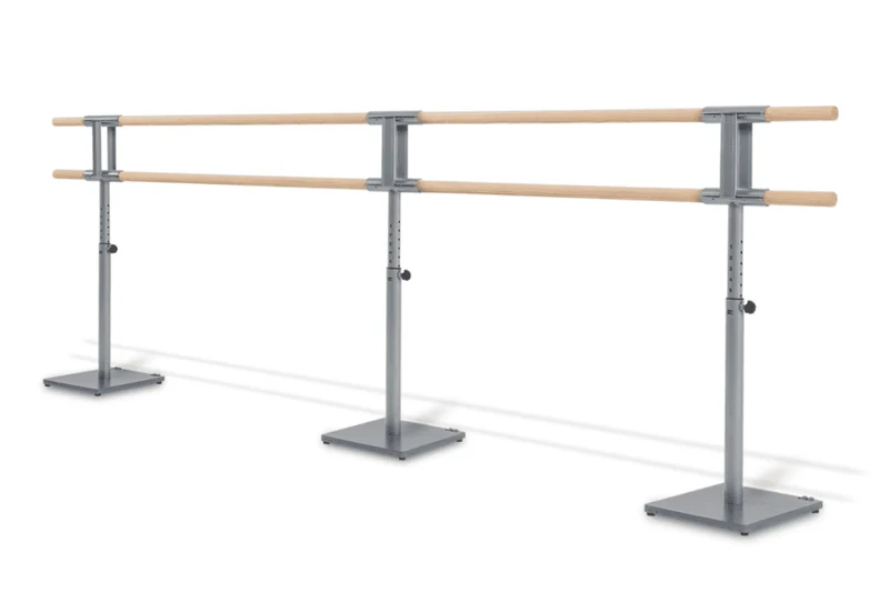 Sbarra danza mobile doppia Giselle da 4 mt con ruote Dinamica Ballet con altezza regolabile e 3 supporti