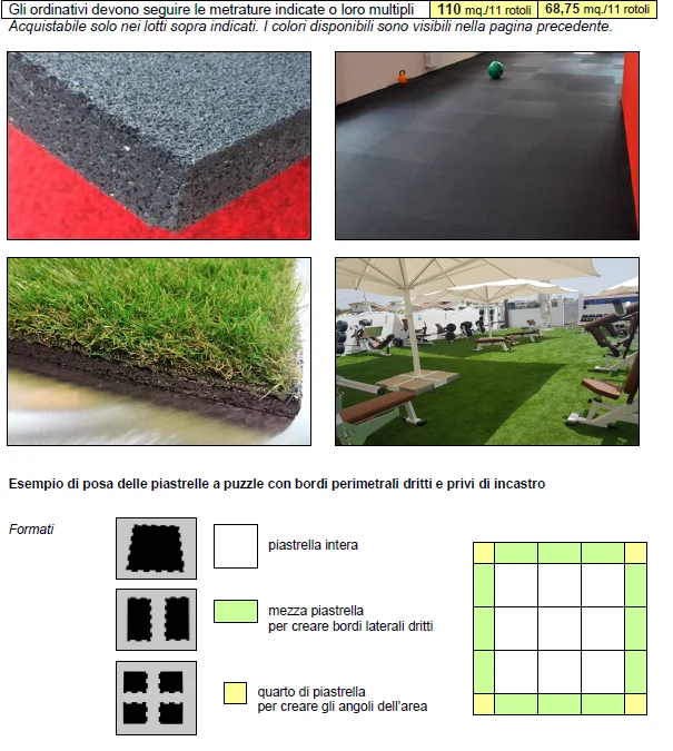 Eco-Floor gym COLOR ROTOLO Monostrato, Granulo Extra Fine, Pavimentazione antiscivolo e ammortizzanti Piastrella o rotolo monostrato in agglomerato di gomma sbr con granuli epdm colorati, altissima densità e granulometria ultrafine