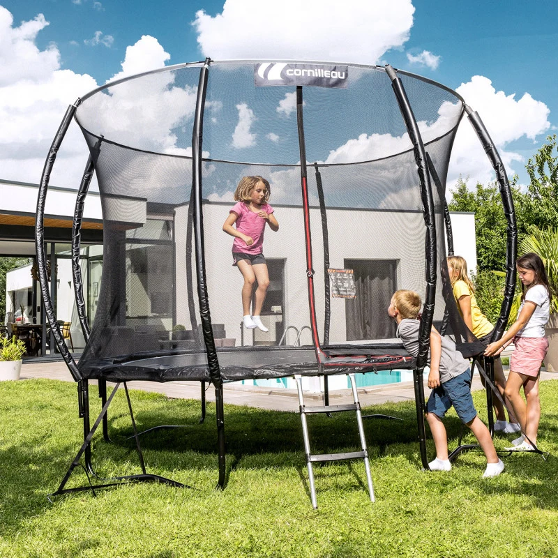 Trampolino SpringCare Cornilleau Inclusi i suoi dispositivi di protezione progettati in modo intelligente (rete, materassino protettivo, pali curvi) (Copia) (Copia)