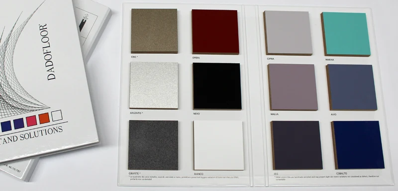 Pavimentazione in Quadrotti Laccati UV DadoFloor Quadrotte in MDF grezzo Classe di reazione al fuoco: Bfls1