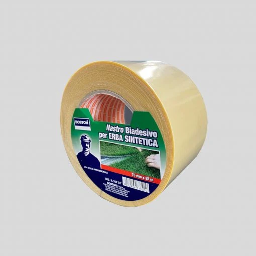 Nastro biadesivo telato professionale per la posa di pavimenti per Erba Sintetica da 75 mm x 25 m