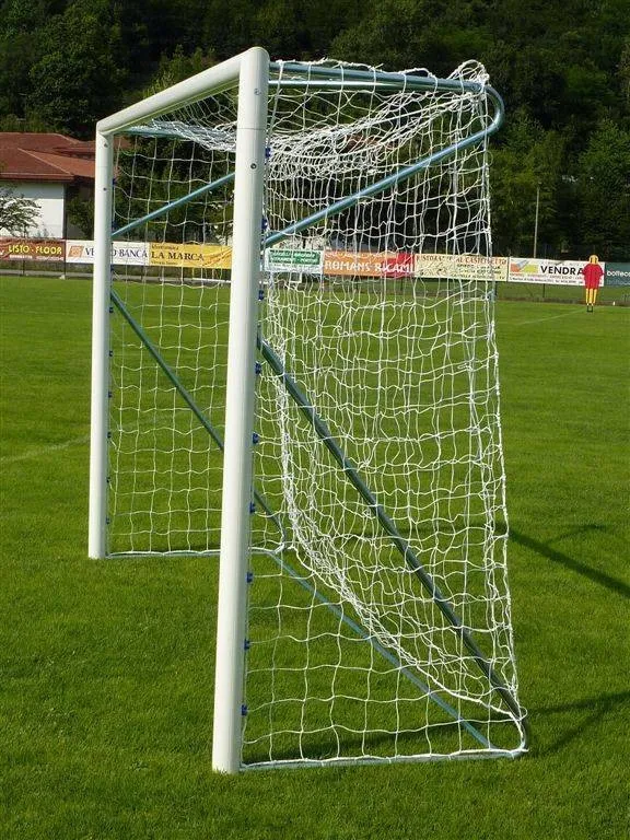 Coppia di Porte calcio ridotte 6x2 alluminio mobili traversa divisa sez.diam 80mm Art6033
