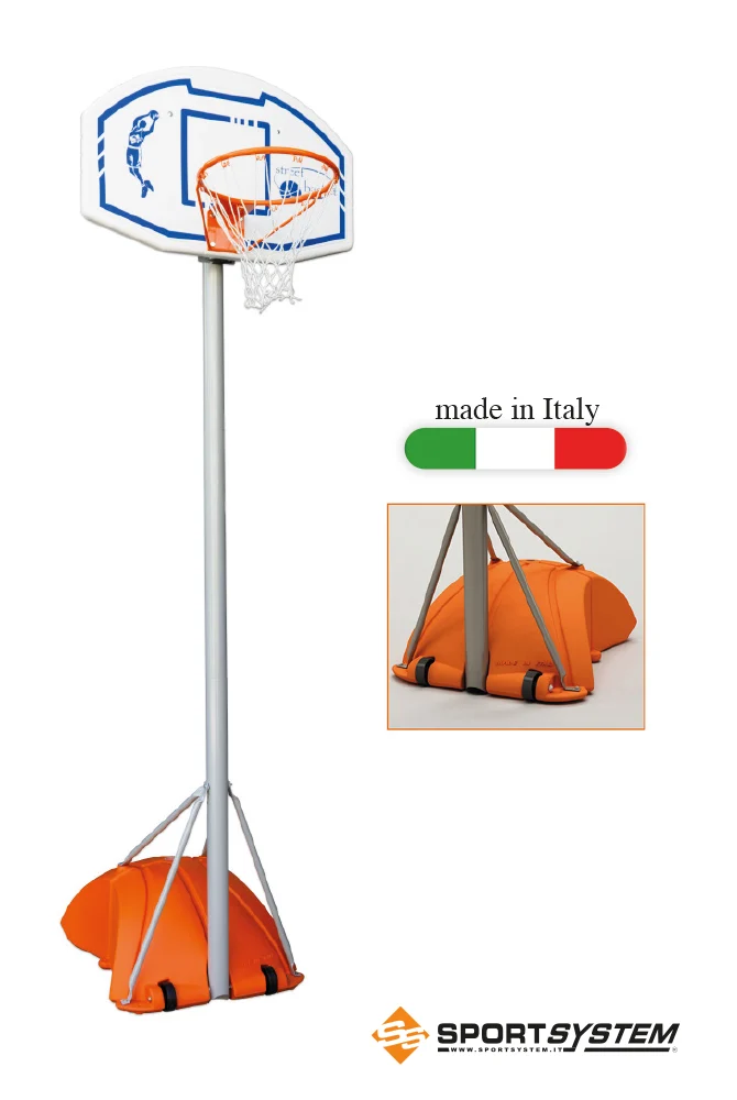 Struttura basket e minibasket trasportabile, base zavorrabile, palo in acciaio S04008