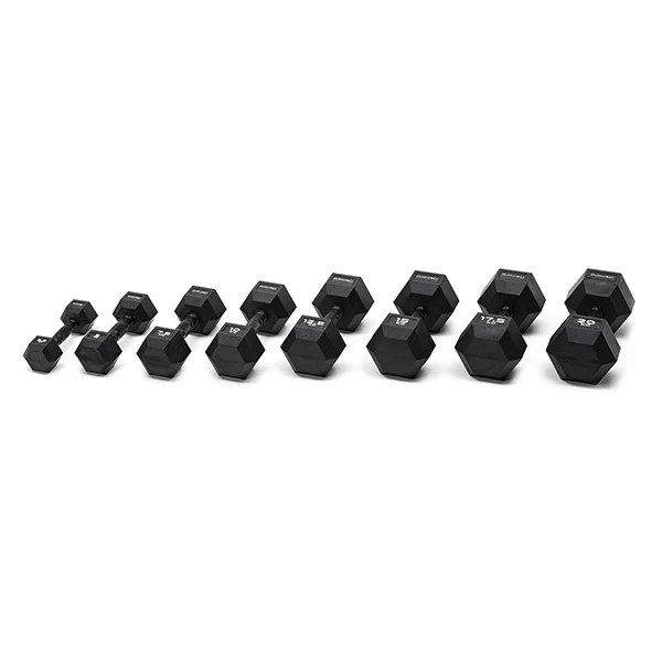 Set 4 coppie Manubri Gommati Esagonali Black Oxide da 42,5 a 50 Kg Diamond Cod. MGED-B42,5-50