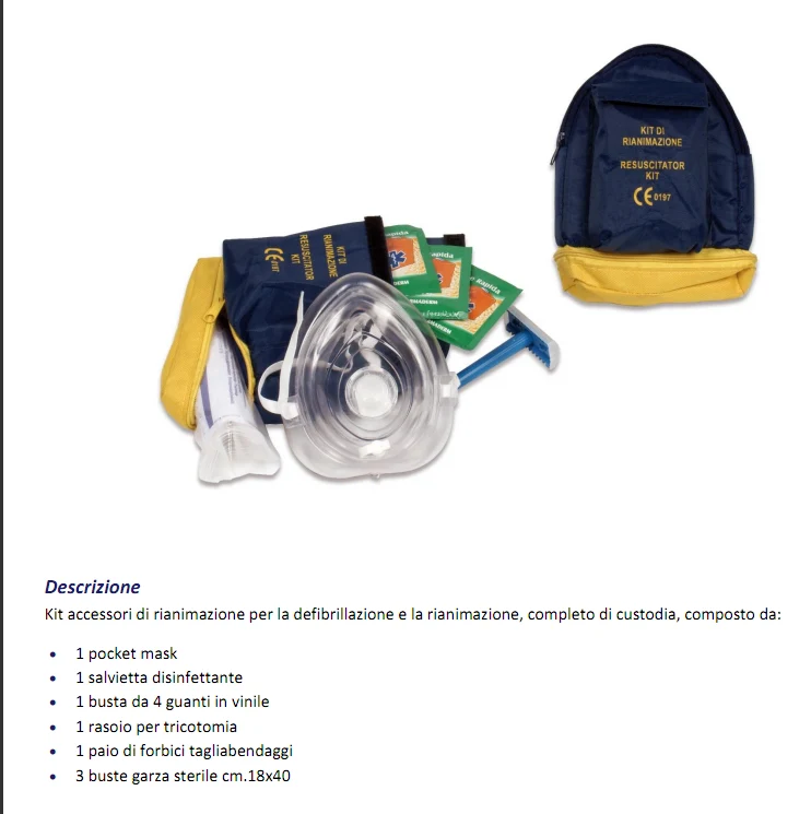 Defibrillatore KIT RIANIMAZIONE PER DEFIBRILLATORE accessori di rianimazione