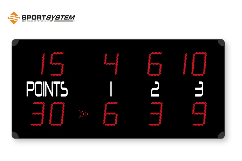 Tabellone elettronico segnapunti tennis per esterno, 452RTX, dimensioni cm 150x70. Completo di console art. S04934