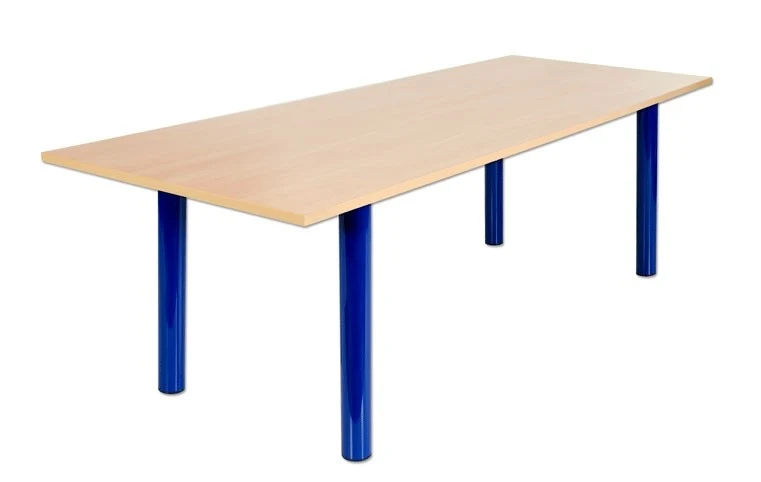 Tavolo per giuria con struttura di acciaio verniciato e piano di legno, dimensioni cm 240x90x76 Art. S04258 fuori produzione