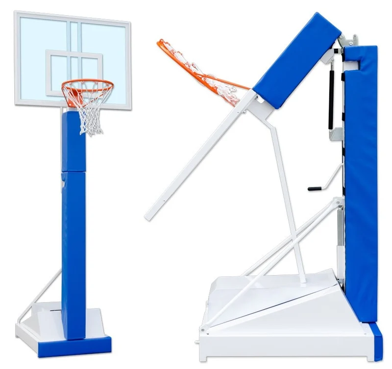 Struttura basket e minibasket monotubolare in acciaio verniciato Art. S04014 un solo palo, mobile e pieghevole