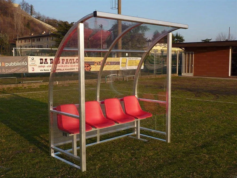 Panchina bordo campo modello "Strong" da 6 MT, in alluminio e policarbonato compatto trasparente, posti 12 Art.6218